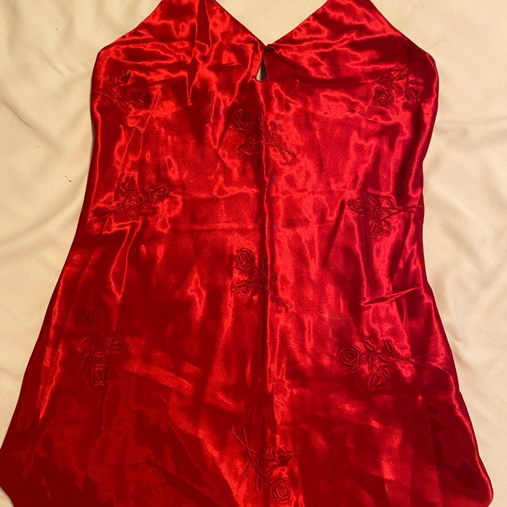 Elegant Red Satin Lingerie